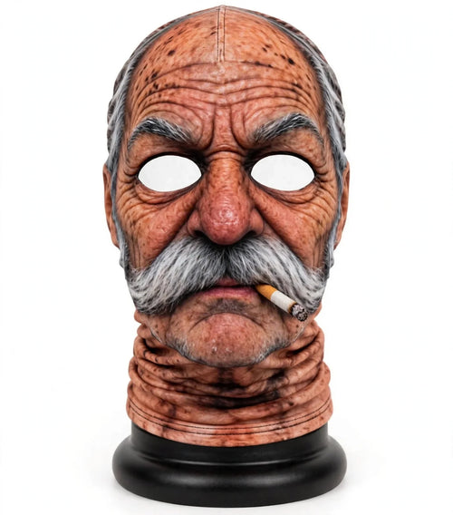 Smokin' Mustache Grandpa – Funny 3D Old Man Face Mask