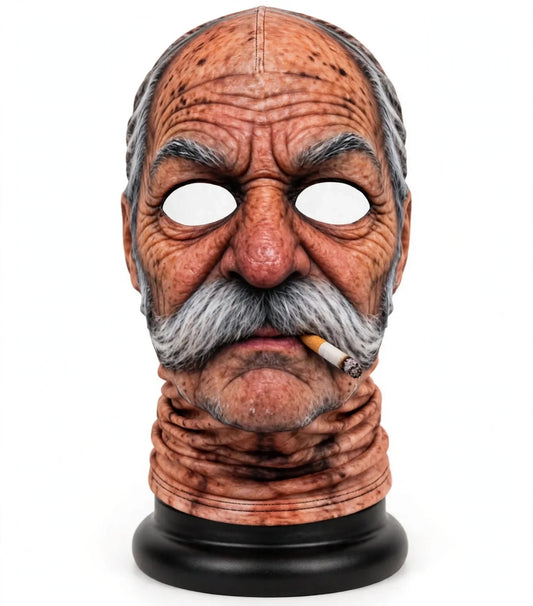Smokin' Mustache Grandpa – Funny 3D Old Man Face Mask