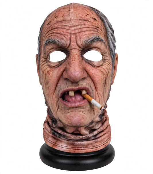 Screaming Smoker Grandpa – Funny 3D Old Man Face Mask